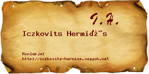 Iczkovits Hermiás névjegykártya